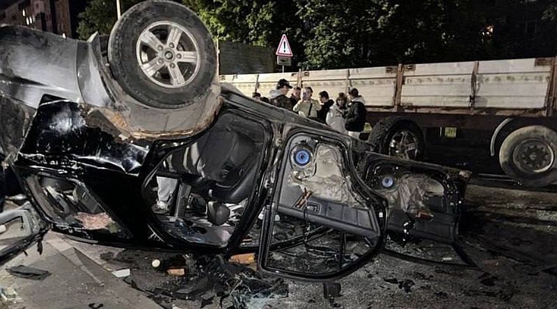 Reflections on an overturned car